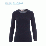 T-shirt de travail femme manches longues en coton - Pineta Payper - cintré avec encolure ras du cou_0