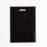 Sac plastique poignée découpée fleurs or - 34x8x48cm - par 300 - robuste et élégant