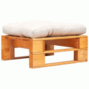 VidaXL Repose Pied Palette De Jardin Et Coussin Sable Marron Miel Bois - beige Bois massif 8719883709451