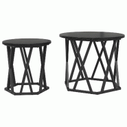 VidaXL Table d'appoint 2 pcs Chêne noir Bois d'ingénierie et acier Modèle Zenith Nature - 868243