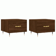 VidaXL Tables basses 2 pcs chêne marron 50x50x40 cm bois d'ingénierie Modèle Aero Prestige Élite - 829363
