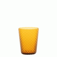 Zafferano Lot de 6 Gobelets Collection Isolano en verre soufflé couleur ambre, fabrication artisanale avec texture à effet diamanté pour la table -