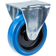 Roulette fixe de 100 mm avec caoutchouc élastique bleu sur roue centrale en nylon Roulette fixe de 100 mm avec caoutchouc élastique bleu sur roue centrale en nylon