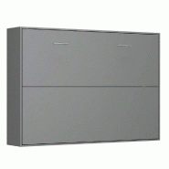 ARMOIRE LIT HORIZONTALE ESCAMOTABLE STRADA-V2 GRIS GRAPHITE MAT COUCHAGE 140*200 CM.