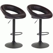 CLP Lot de 2 Tabourets de bar Olinda en similicuir hauteur réglable et siège pivotant Marron/Noir - marron polyester 320295 CLP Lot de 2 Tabourets de bar Olinda en similicuir hauteur réglable et siège pivotant Marron/Noir - marron polyester 320295