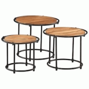 Décoshop26 - Lot de 3 tables d'appoint gigognes en bois massif d'acacia et fer DEC032708 - 3000259117631 Décoshop26 - Lot de 3 tables d'appoint gigognes en bois massif d'acacia et fer DEC032708 - 3000259117631