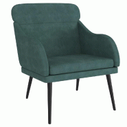 Décoshop26 - Fauteuil lounge de salon design et moderne 63 x 76 x 80 cm en velours vert DEC028685 - 3000257001185