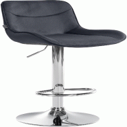 Décoshop26 - Tabouret de bar x1 pivotant forme ergonomique surpiqûres décoratives en velours noir cadre en métal chromé 10_0005972 - noir métal