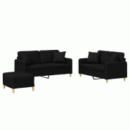 Ensemble de canapés 3 pcs avec coussins noir tissu Modèle Atlas Select - 8721012070813