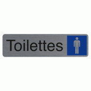 Exacompta - Réf. 67159E - 1 Plaque adhésive imitation aluminium Toilettes homme - 16,5X4,4 cm - Gris - gris 67159E