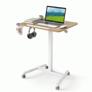 Helloshop26 - Bureau mobile pliable 60 x 48 x 76-111 cm réglable en hauteur avec porte-gobelet et crochet en bois d'ingénierie 20_0010929 - métal 3