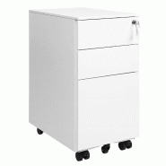 Helloshop26 - Caisson armoire de bureau placard de rangement mobile avec roulettes et serrure pour documents et dossier suspendu 12_0001480 - acier 30