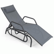 Helloshop26 - Transat bain de soleil inclinable 152 x 70 x 101 cm avec dossier réglable en 3 positions et oreiller amovible en métal 20_0010503 - 30