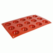 Moule 15 demi-sphères Ø4cm silicone rouge 17,5x30cm