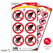 Planches de 10 panneaux adhésifs ronds diamètre 40 mm interdictions - PADRPN-NV01/ITCH_0