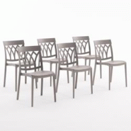 RATTATAN Set 6 Chaises en polypropylène avec fibre de verre empilables pour extérieur et jardin, bar et restaurant, cuisine design moderne - EMMA - RATTATAN Set 6 Chaises en polypropylène avec fibre de verre empilables pour extérieur et jardin, bar et restaurant, cuisine design moderne - EMMA -