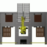 Robots articulés - 2 convoyeurs palettisation à gauche et à droite convoyeur 90° lexem xgd9090i