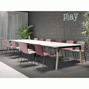 Table de réunion Pop Woody - piètement acier et bois massif - Dimensions 280/320/330/360/440 x 125/165 cm - Plateau mélaminé 28 mm