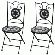 VidaXL Chaises Pliables De Bistro 2 Pcs Céramique Noir Et Blanc - multicolore 41533