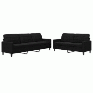 VidaXL Ensemble de canapés 2 pcs avec coussins Noir Velours Modèle Valnor - 3278476