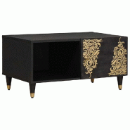 VidaXL Table basse Noir 80 x 50 x 40 cm Bois de mangue massif Modèle Sirius Fixe Plus - 4018812