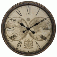 WellHome - Horloge mondiale en polypropylène vintage Ø51 x 5cm - noir plastique polypropylène WH14505