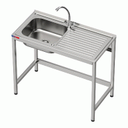 Gasfrit- Évier sous plan avec 1 cuve et 1 égouttoir et robinet industriel inox deux eaux 800 x 500 x 850 mm - inox gf3200agf1