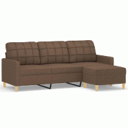 Canapé à 3 places avec repose-pieds Marron 180 cm Tissu Modèle Vega Master Industriel - 8721012059719