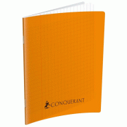 CONQUERANT Lot de 5 Cahier Sept PP piqué 17x22, 192p./96 feuilles 70g/m², Séyès, coloris orange - 3020120118260