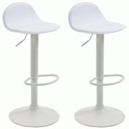 Décoshop26 - Lot de 2 tabourets de bar avec repose-pieds en PVC blanc pied trompète en métal blanc 10_0004263 - blanc 3000252013084 Décoshop26 - Lot de 2 tabourets de bar avec repose-pieds en PVC blanc pied trompète en métal blanc 10_0004263 - blanc 3000252013084