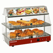 Diamond - Vitrine chauffante avec bloc lumineux, 2 étages professionnel – VLD2/R - gris inox AKS-VLD2/R