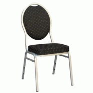 Emh Chaise de banquet empilable tissu noir – structure acier finition argent - noir acier CHAISBANQBKARG