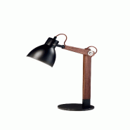 Fabas Luce Lampe De Table Sveva En Métal Et Bois Noir/Noyer, Douille E27, Design Élégant, Idéale Pour L'Éclairage Intérieur, 230 V, Classe Ii -