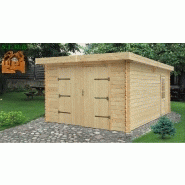 Garage simple bois tulipe 22 / 22 m² / toit plat / porte battante / 3.98 x 5.48 x 2.40 m