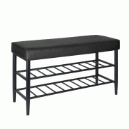 Helloshop26 - Banc à chaussures élégant avec 2 étagères pratique entrée 100 x 30 x 50 cm en fer noir 13_0017690 - noir 3000249069322