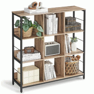 Helloshop26 - Meuble de rangement 3 niveaux étagère rangement bibliothèque style industriel 9 cubes pour salon bureau entrée cuisine 12_0006397 -