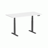 KIMEX - Bureau motorisé assis-debout 150x75cm, Plateau blanc à bords arrondis/Pied noir - blanc plastique 3700685427891