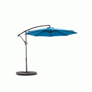 Merax parasol déporté 294 x 294 cm, manivelle et inclinaison, UPF50+, déperlant, 8 baleines, bleu - bleu multi-matériau W2021P235022