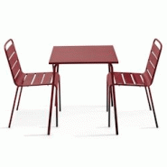 Oviala Business Ensemble table de jardin carrée et 2 chaises Pourpre - violet acier 114637 Oviala Business Ensemble table de jardin carrée et 2 chaises Pourpre - violet acier 114637