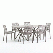 RATTATAN Ensemble repas de jardin composé de la table OLIVER + 6 chaises ANNA en résine, design moderne, pour le jardin, la terrasse ou la véranda-_0