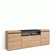 SKRAUT HOME Commode, Buffet, Armoire, 214x75x35 cm, Chambre à coucher, pièce, Cheminée électrique, Chêne - beige Bois manufacturé 455_12