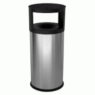 Stil Casa corbeille auto-extinguible avec cendrier, acier inoxydable, Ø 38 x h. 90 cm, bord plastique de protection, 75 litres, satinée - 574 AS Stil Casa corbeille auto-extinguible avec cendrier, acier inoxydable, Ø 38 x h. 90 cm, bord plastique de protection, 75 litres, satinée - 574 AS