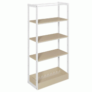 Structure Cage blanc suspendue 90x40x180cm 3 tablettes et bac taupe