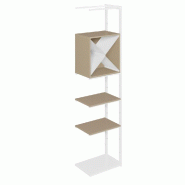 Suite structure Cage blanc base métal 58x40x240cm 2 tabl et cube taupe