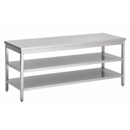 Table centrale 2 sous tablettes inox AISI 430 FABRINOX (Longueur : 1600 , Profondeur : 800) - Longueur:1600,Profondeur:800_0