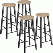 TecTake GmbH tectake Tabourets de bar Keynes  Bois Clair Industriel, Chêne Sonoma - marron Bois manufacturé 406761