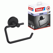 Tesa MOON BLACK Porte Rouleau Papier Toilette, Noir Mat - Dérouleur Sans Couvercle pour Salles de Bains Modernes et de Style Industriel - Sans - noir