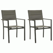 VidaXL Chaises De Jardin Lot De 2 Textilène Acier Gris Et Anthracite - gris 313079