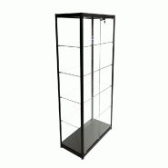 Vitrine colonne cadre aluminium noir et verre trempé 80x40x180 cm
