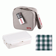BERGNER Sac porte-repas 23 x 22 x 13,5 cm en polyester blanc et gris - Q0988